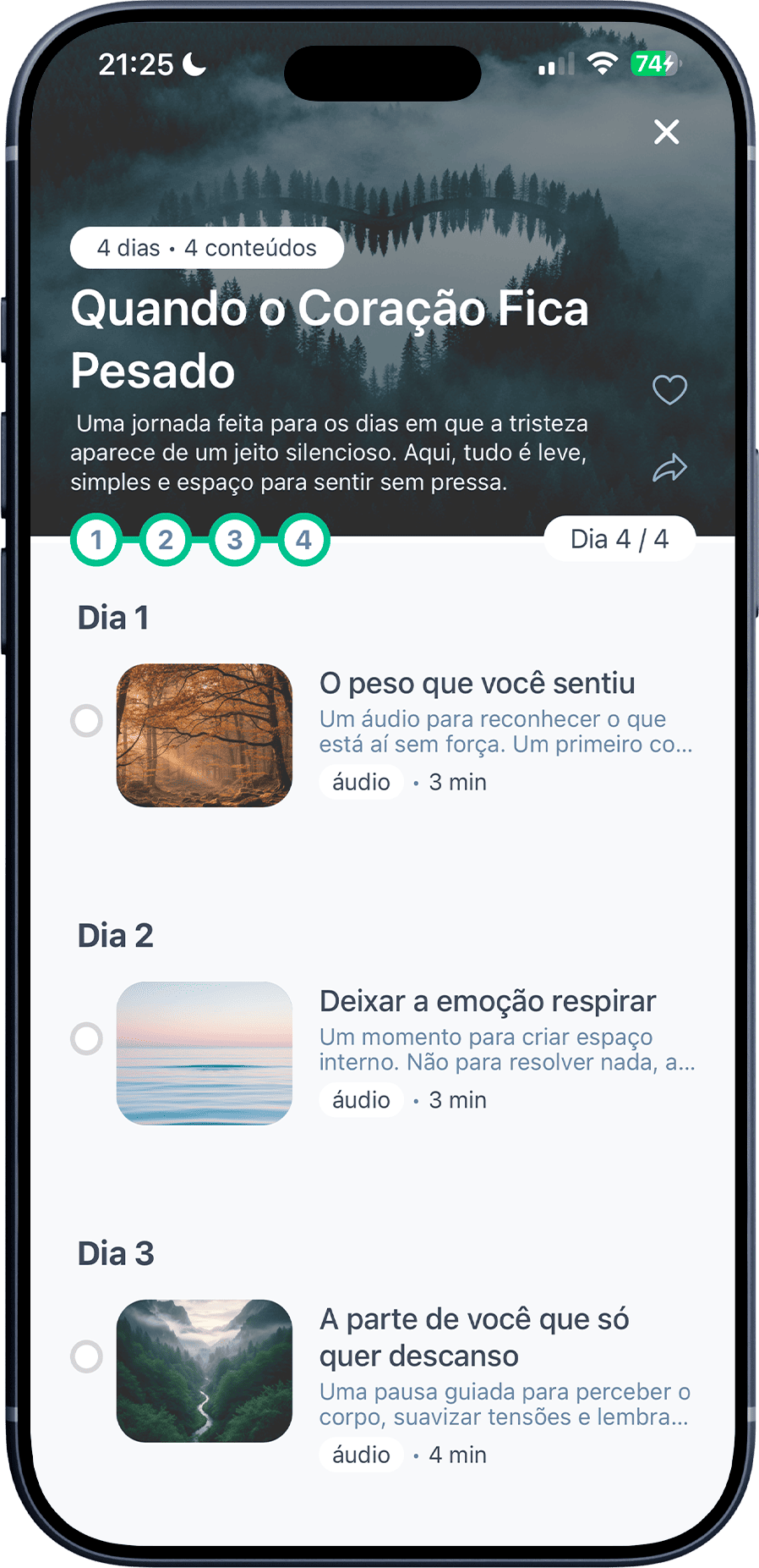 Tela da jornada no Emotize